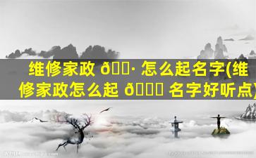 维修家政 🌷 怎么起名字(维修家政怎么起 🐎 名字好听点)
